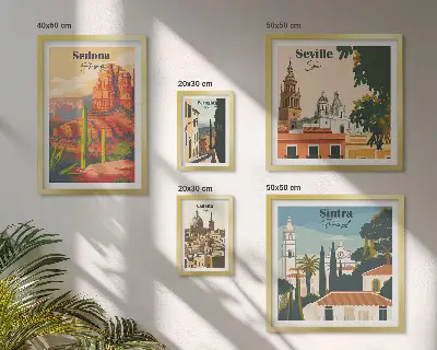 Framed photo set Tourist landscapes of the world
