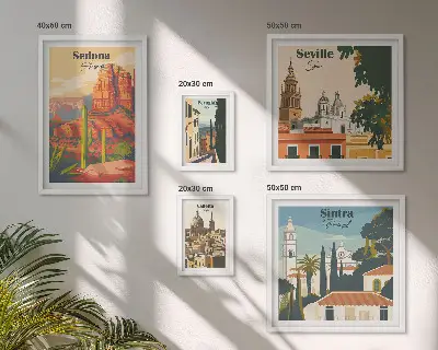 Framed photo set Tourist landscapes of the world