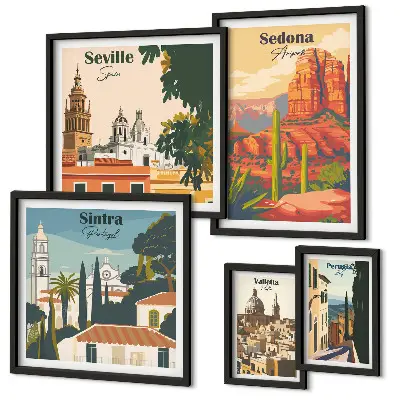 Framed photo set Tourist landscapes of the world