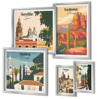 Framed photo set Tourist landscapes of the world