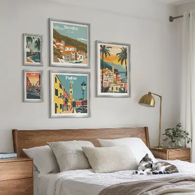 Set of 5 wall art pieces Landscapes of European cities