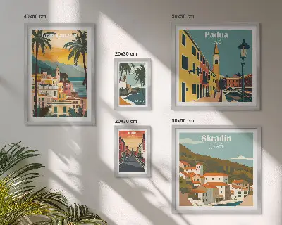 Set of 5 wall art pieces Landscapes of European cities