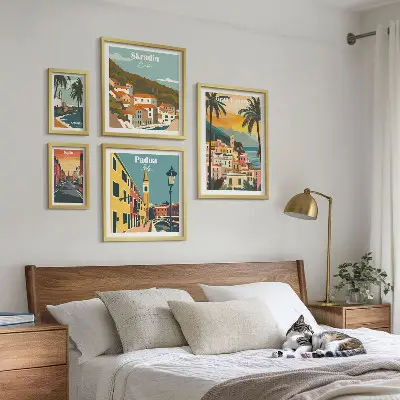 Set of 5 wall art pieces Landscapes of European cities