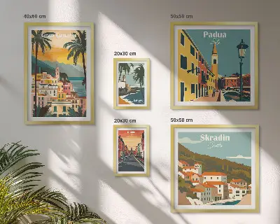 Set of 5 wall art pieces Landscapes of European cities