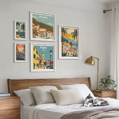 Set of 5 wall art pieces Landscapes of European cities