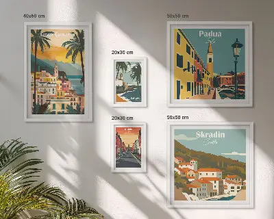 Set of 5 wall art pieces Landscapes of European cities