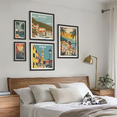 Set of 5 wall art pieces Landscapes of European cities