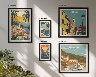 Set of 5 wall art pieces Landscapes of European cities