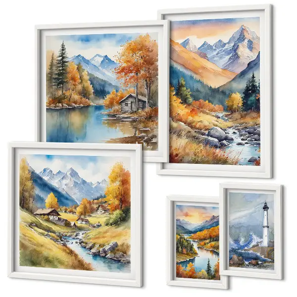 Mountain rivers lighthouse framed photo set