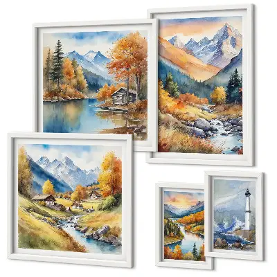 Framed photo set Mountain rivers lighthouse