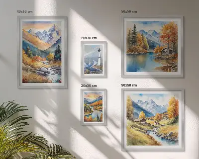 Framed photo set Mountain rivers lighthouse