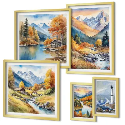 Framed photo set Mountain rivers lighthouse