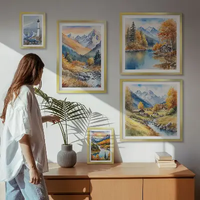Framed photo set Mountain rivers lighthouse