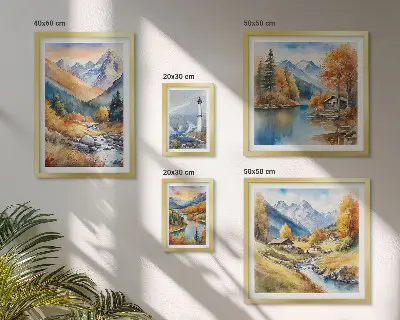 Mountain rivers lighthouse framed photo set