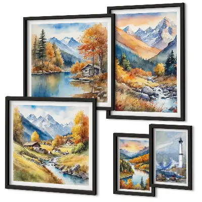 Framed photo set Mountain rivers lighthouse