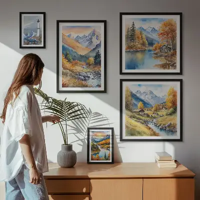 Framed photo set Mountain rivers lighthouse