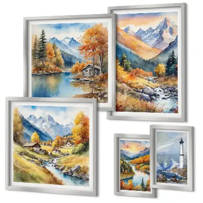 Framed photo set Mountain rivers lighthouse