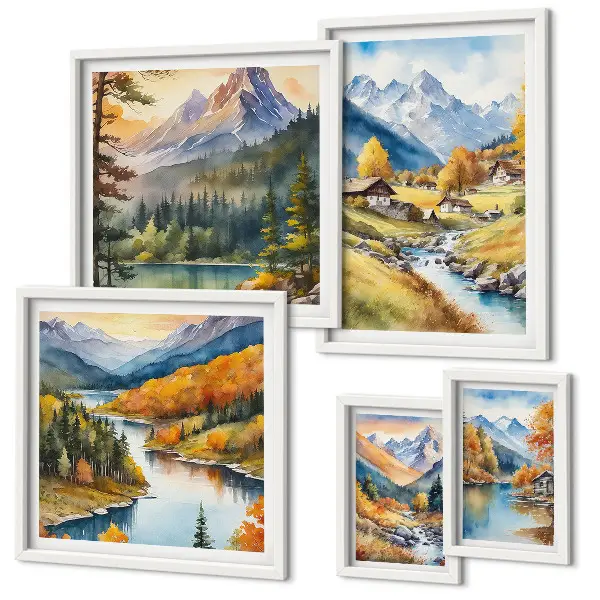 Gallery wall Mountain landscapes of the river valley