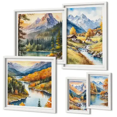 Gallery wall Mountain landscapes of the river valley
