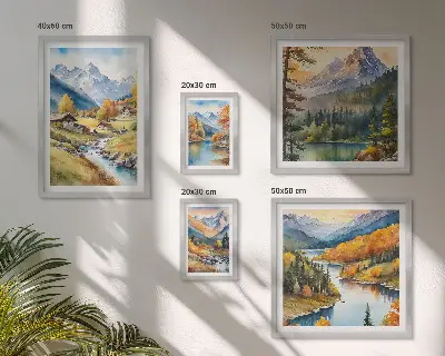 Gallery wall Mountain landscapes of the river valley