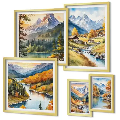 Gallery wall Mountain landscapes of the river valley