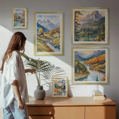 Gallery wall Mountain landscapes of the river valley