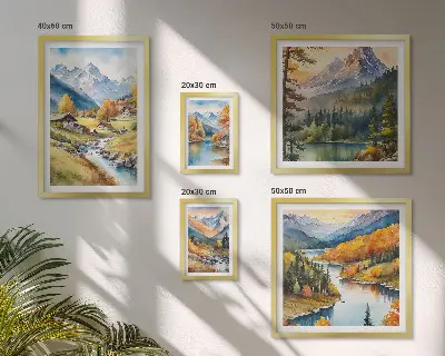 Gallery wall Mountain landscapes of the river valley