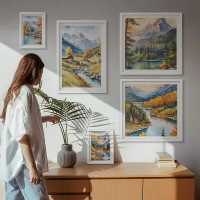 Gallery wall Mountain landscapes of the river valley