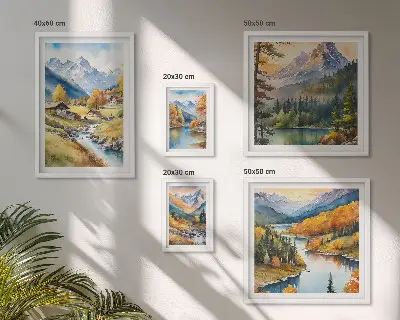 Gallery wall Mountain landscapes of the river valley