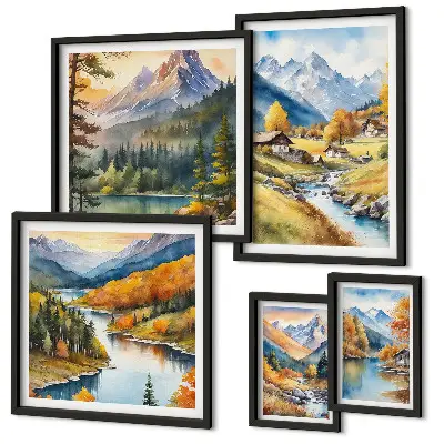Mountain landscapes of the river valley gallery wall