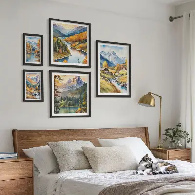 Mountain landscapes of the river valley gallery wall