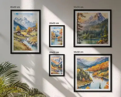 Gallery wall Mountain landscapes of the river valley