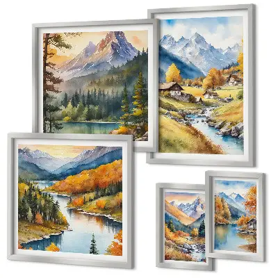 Gallery wall Mountain landscapes of the river valley