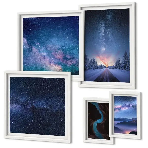 Set of 5 wall art pieces Cosmic nightscapes