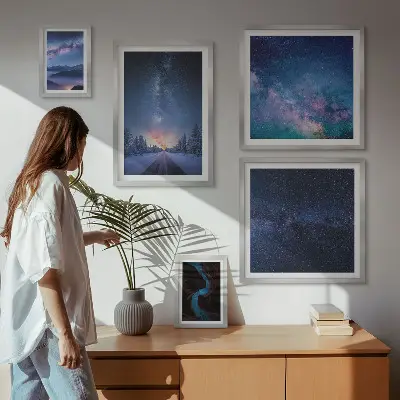 Set of 5 wall art pieces Cosmic nightscapes