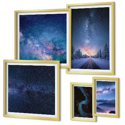 Cosmic nightscapes wall art set of 5 pieces