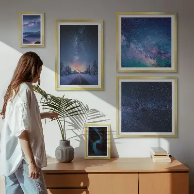 Cosmic nightscapes wall art set of 5 pieces
