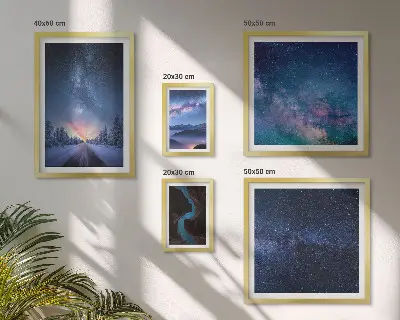 Set of 5 wall art pieces Cosmic nightscapes