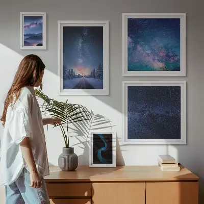 Set of 5 wall art pieces Cosmic nightscapes