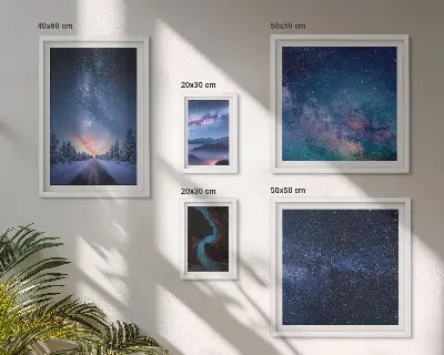 Set of 5 wall art pieces Cosmic nightscapes