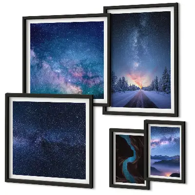 Set of 5 wall art pieces Cosmic nightscapes