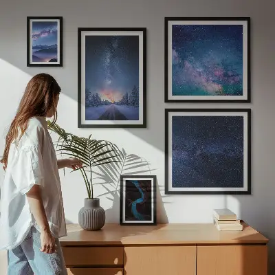 Set of 5 wall art pieces Cosmic nightscapes
