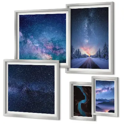 Set of 5 wall art pieces Cosmic nightscapes