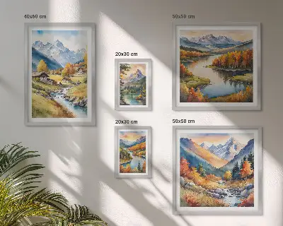 Gallery wall Landscapes of mountains, rivers, forests
