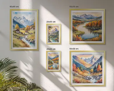 Gallery wall Landscapes of mountains, rivers, forests