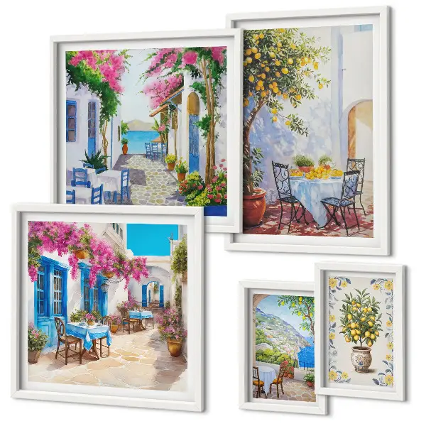 Framed photo set Charming landscapes with flowers