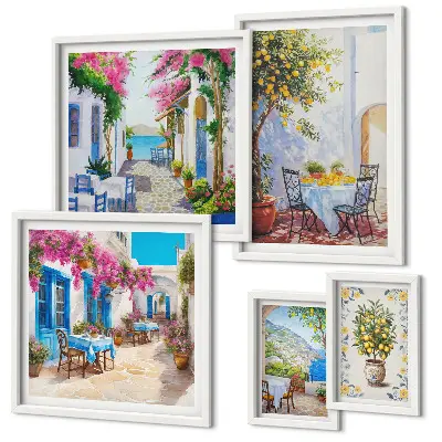 Framed photo set Charming landscapes with flowers
