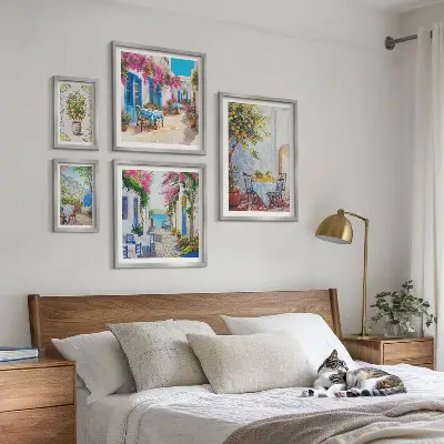 Framed photo set Charming landscapes with flowers
