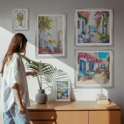 Framed photo set Charming landscapes with flowers