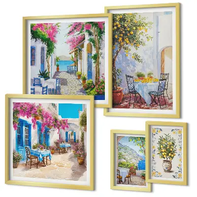 Framed photo set Charming landscapes with flowers